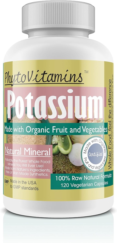 Alimente organice integrale Potasiu 120-conte capsule vegetariane de PhitoVitaminans