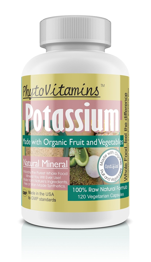 Alimente organice integrale Potasiu 120-conte capsule vegetariane de PhitoVitaminans
