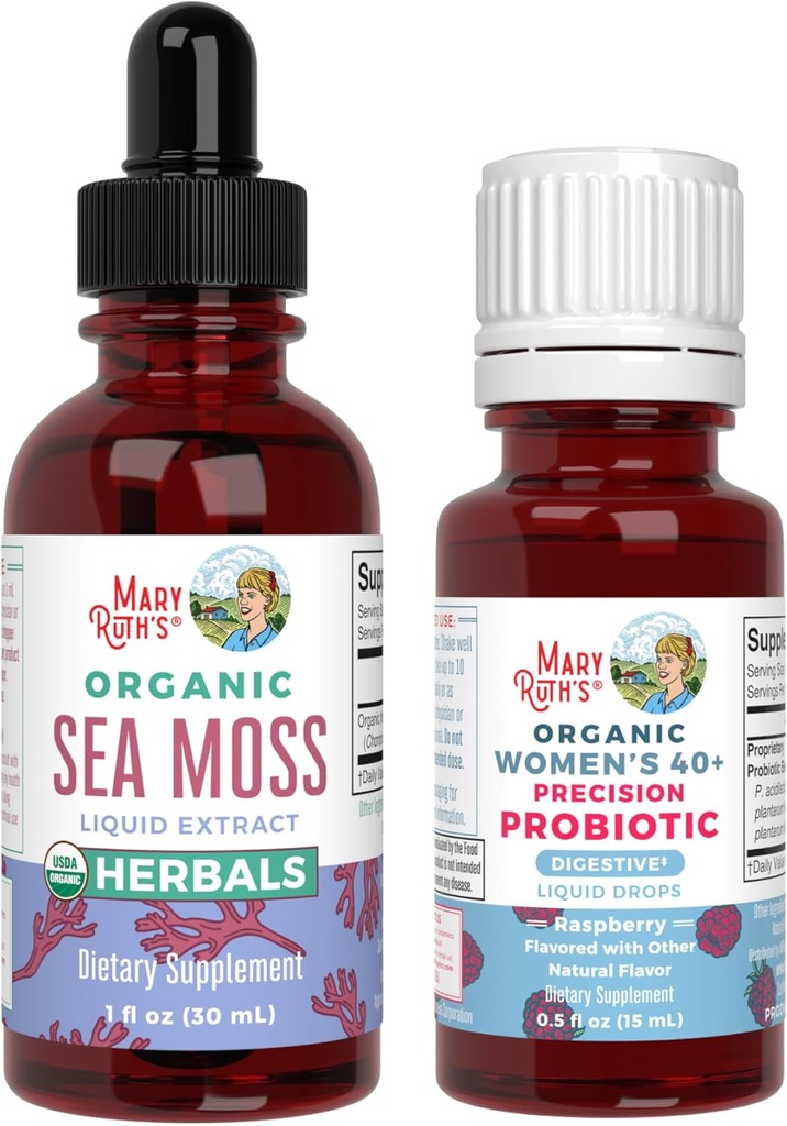 MaryRuth Organics Probiotic Digestion (Raspberry) pentru femei 40+ & Sea Moss picături 
