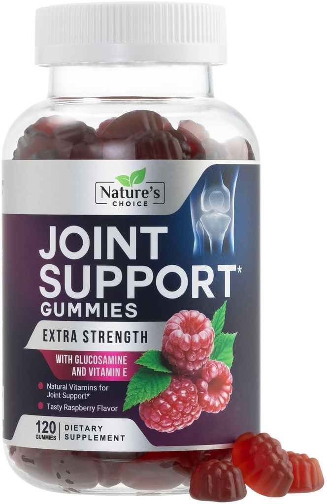Suport comun Gumies Extra Putere Glucosamină Gummy Supliment cu vitamina E - Cartilaj natural și sprijin comun de sănătate și flexibilitate, Cel mai bun suport Glucosamină Mesteca pentru bărbați și femei - 120 Gume