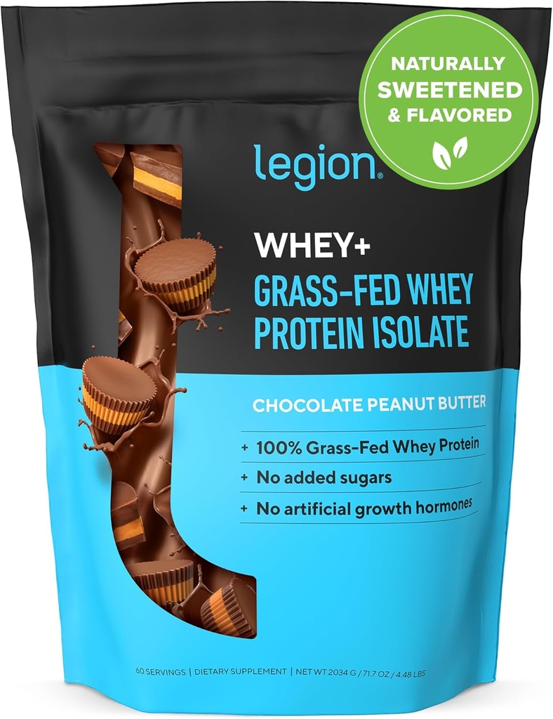 LEGIUNEA Whey+ Proteine Whey Izolat de la Vaci Fed Iarba - Whey Proteine Izolate Pulbere scăzut Calorie, Non-GMO, Zahar gratuit, Lactoză și gluten liber, toate pulbere de proteine naturale pentru bărbați și femei (30 Serviri)