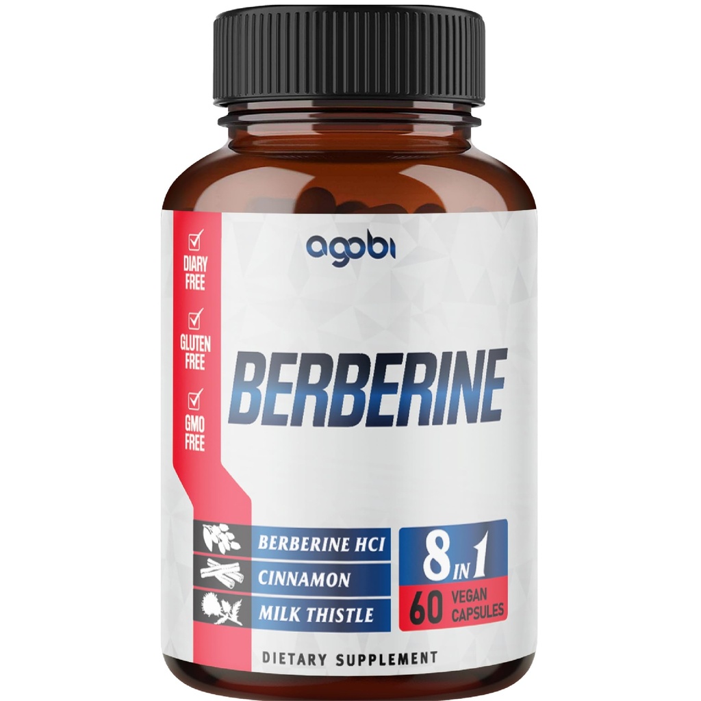 Berberine Supliment cu Ceylon, Milk Thistle, Turmeric, Elderberry & More - Suport Imun, Cardiovascular & Gastrointestinal - 60 Conte pentru 2 luni