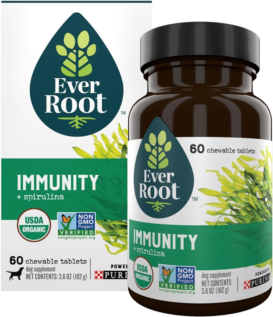 EverRoot Dog Supplements Powered by Purina Imunity Chewable Tablet with Spirulina and Antioxidants - 3.6 oz. Canistră