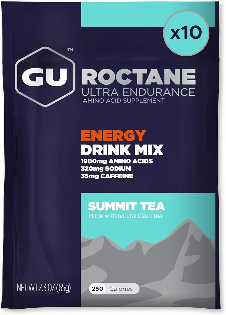 GU Energie octanică Ultra Endurance Energetic Drink Mix, Vegan, Gluten-Free, Kosher, și lactate-Go energie pentru orice antrenament, 10 Pachete de unică servire, Ceai Summit