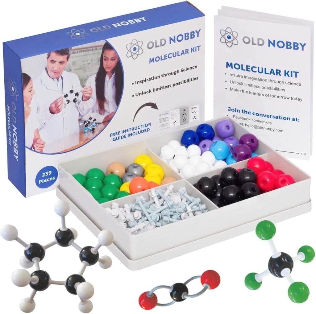Lecţii în chimie model Kit - Old Nobby 240 PC Set molecular Chimie organică pentru studenţi - Complet Molecular Model Kit pentru STEM, Atoms vizualizarea, Bonds şi structuri
