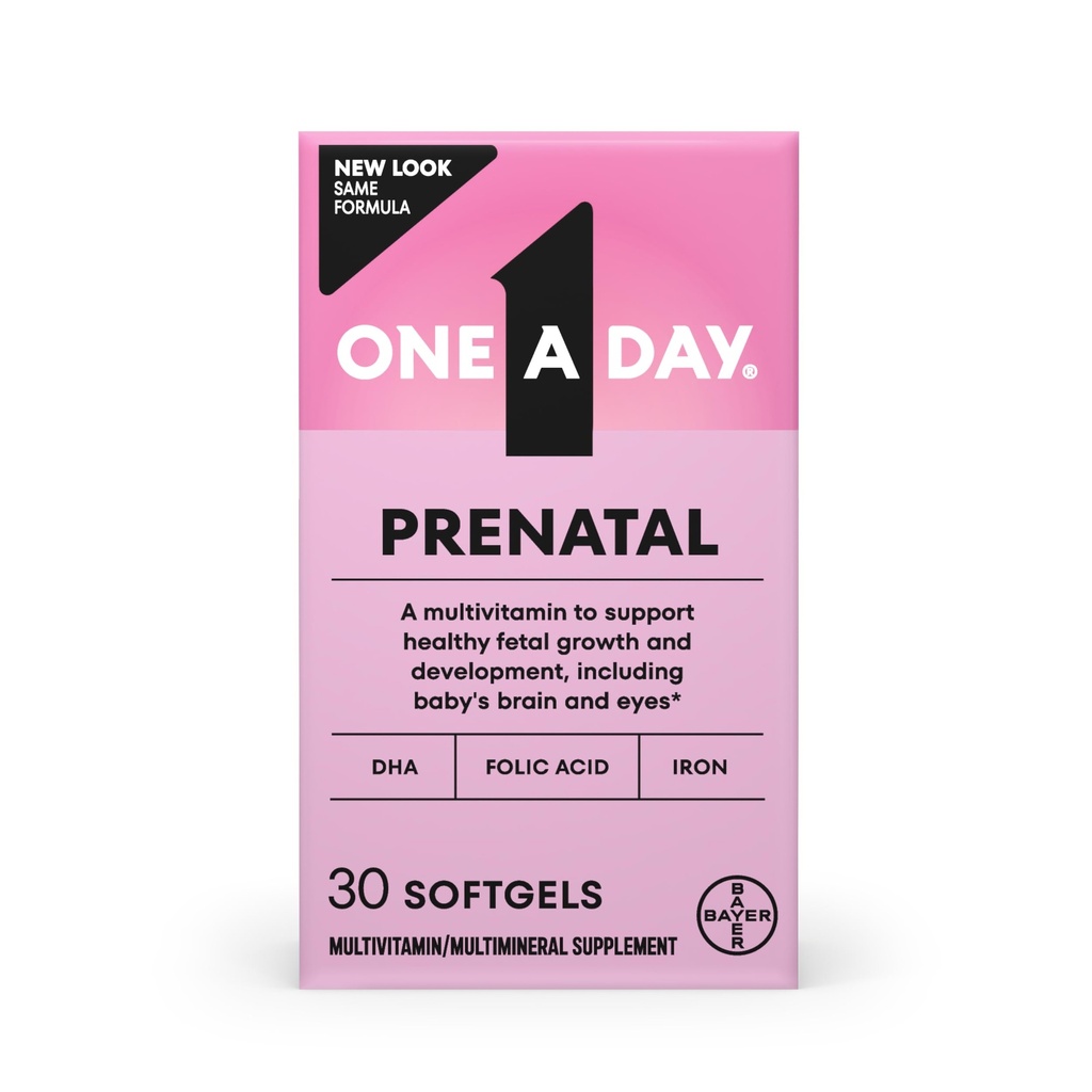 O zi Vitamine prenatale - Acid folic, fier, Omega- 3 (DHA), Vitamine de sarcină pentru femei, Multivitamine prenatale pentru mama și copilul de sprijin, Sarcina trebuie să aibă 30 Ct (Packing May Vary)