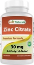 Cele mai bune naturale de zinc 30 mg Suplimente (ca Zinc Citrate) - zinc Vitamine pentru adulți Suport imun - 120 comprimate (120 Conte (Pachet de 1)