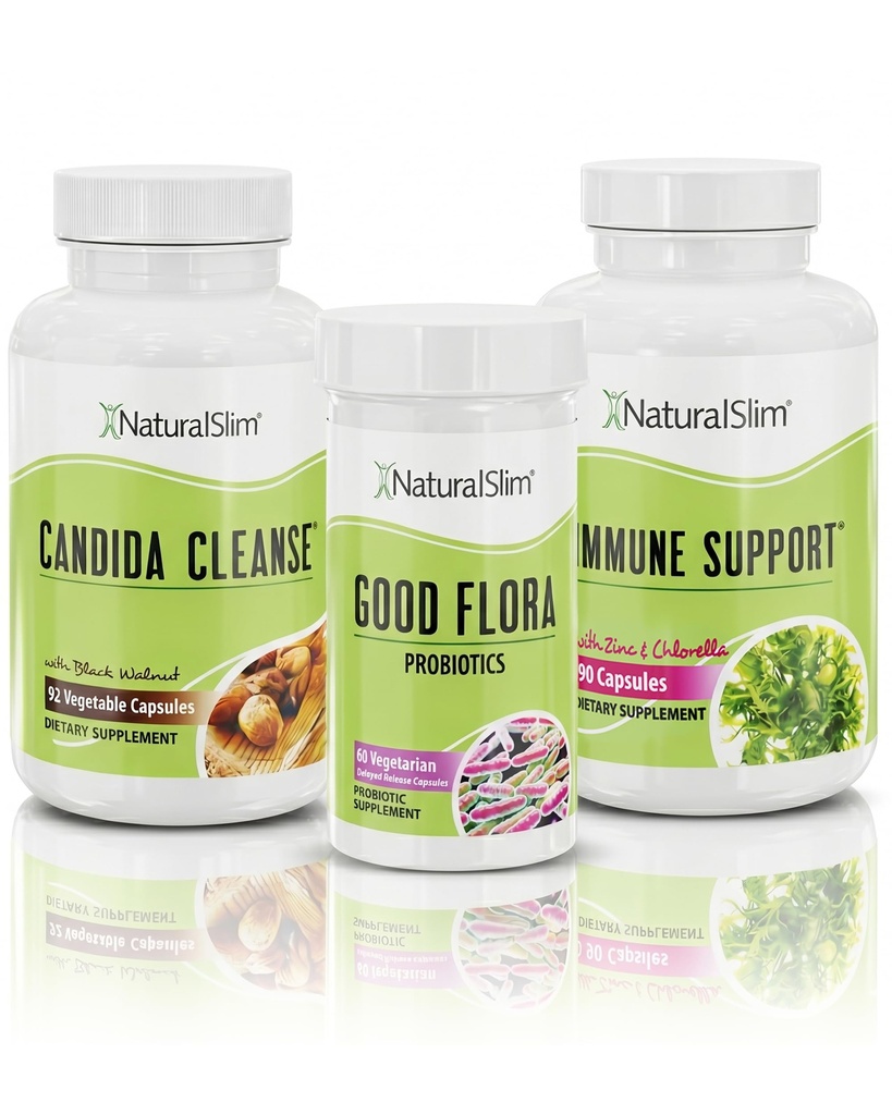 NaturalSlim Candida Cleanse Supplements Bundle - Kit candeptic Anti Overgrowth, Gut & Colon Curățarea 242 Capsule Total - 28 zile Program de curățare Formulat de Frank Suarez (2 ambalaj)