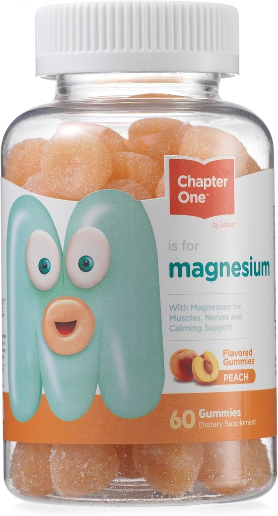 Capitolul 1 Gume de magneziu, Magneziu de mare gust pentru copii, pentru femei și bărbați, Kosher certificat (Peach)