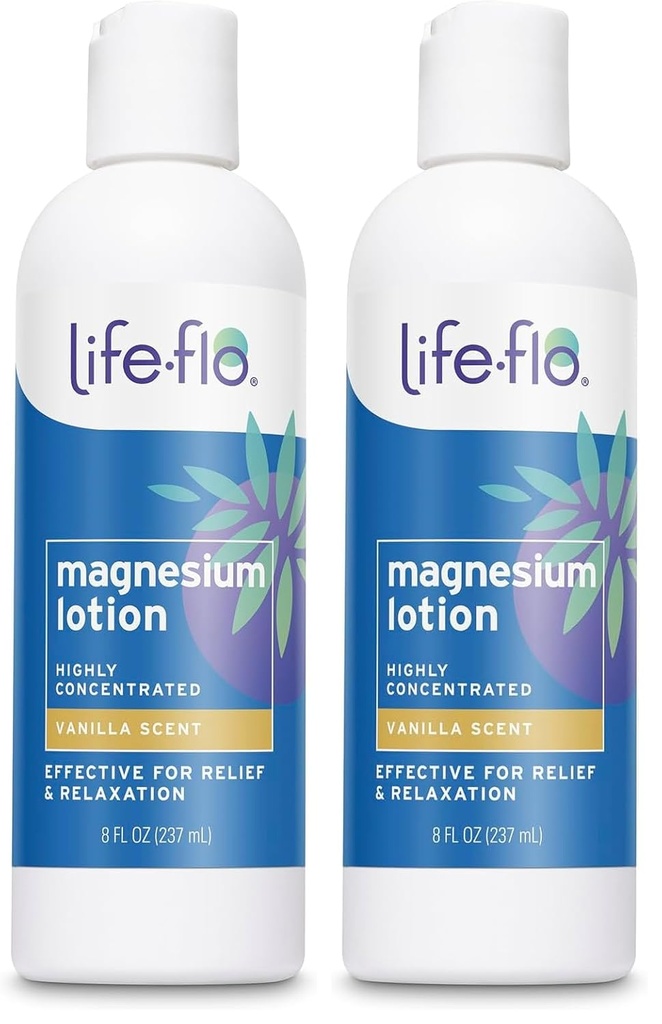 Loţiune de magneziu, parfum de vanilie - Relief şi relaxare cu clorură de magneziu din Seabed Zechstein - Dermatolog testat, Garanţie hipoalergică, 60-zi, Netestat pe animale, 8oz