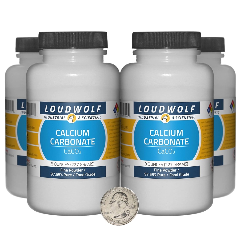 Carbonat de calciu / 2 Lire / 4 Sticle / 97,55% Pure Food Grad/Fine Pulbere