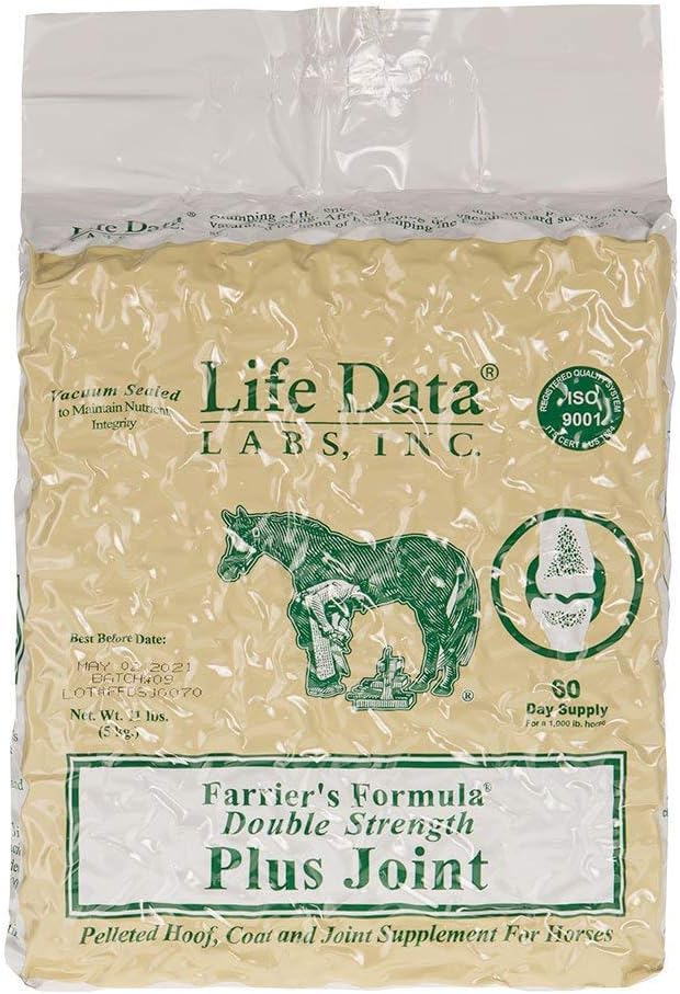 DATE LIFE LABS Farriers Formula Dublu Putere Plus comun, 11 lbs; Pelleted Hoof, Haina și Supliment comun pentru cai