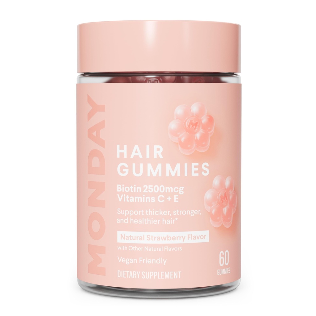 LUNI HAIRCARE Gume de par cu 2500 mcg Biotina, Vitamina C & Vitiman E pentru par mai gros, mai puternic si mai sanatos 60ct