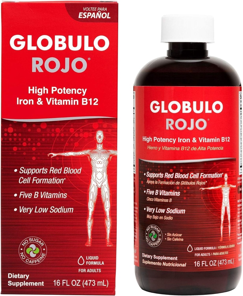 Globulo Rojo Supliment de fier - Supliment alimentar lichid cu vitamine de fier & B de mare potenta (Vegan) (1 ambalaj)