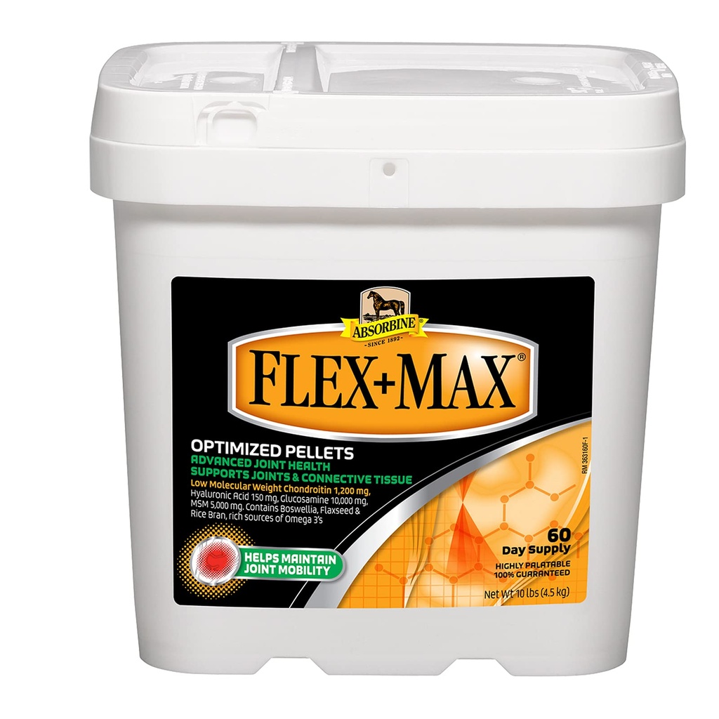 Absorbină Flex+Max Cai Supliment comun Pellete, extrem de Palatabil, Formula echină cuprinzătoare cu Glucosamină, MSM, Chondroitin & Seed, 10lb Tub / 60 Day Supply