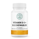 Vitamina D3 + K2 Chewables - 2000 UI vitamina D şi MK7 K2 (Menachinonă-7) - Comprimate cu aromă de cireşe - Vitamina D + K2 Supliment pentru adulţi şi copii