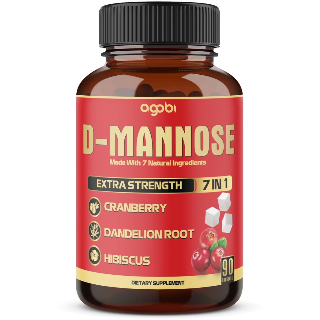 D-Mannose Capsule - 7 Herbs with Cranberry, Dandelion, Hibiscus and More - Support Flush Impurities and Urine Tract Health - 90 Vegan Capsules 3-Month Supply