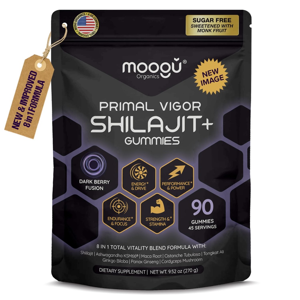 18,000 mg Pure Himalayan Shilajit (90 Gummies) Ashwagandha, 75% Acid fuzilic & 85 + Urme Minerale I Men, Femei I Panax Ginseng, Rhodiola, Turmeric, Gingko Biloba, Cordyceps, Stinging Nettle.