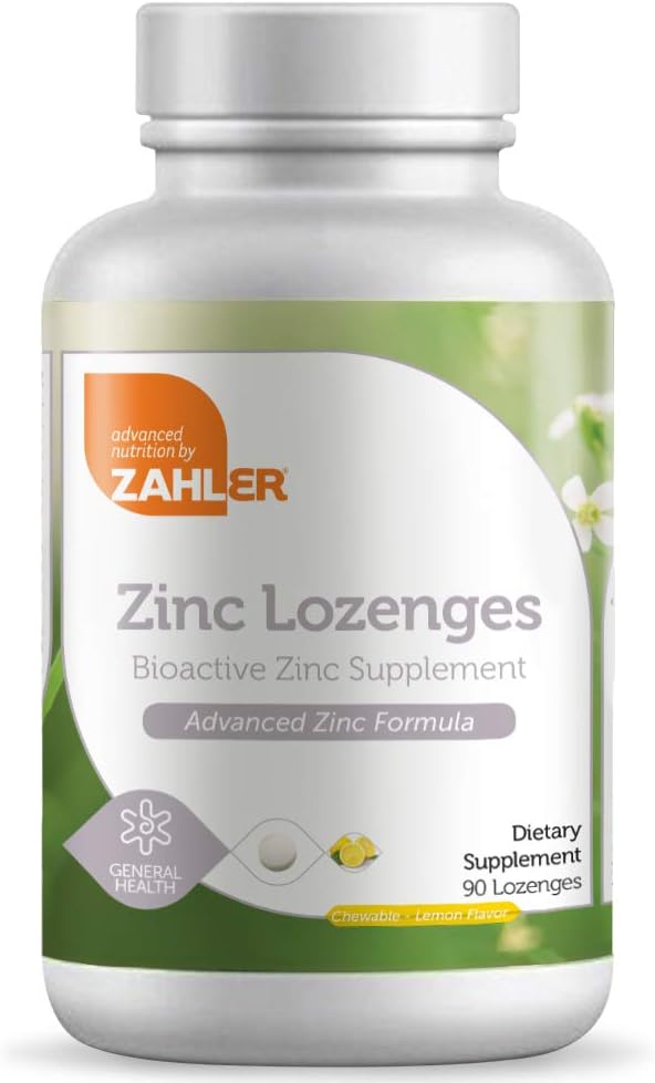 Zahler Zinc Lozenges, 35 mg Tablete de zinc masticabile, Suport Immune Antioxidant Supliment, Mare Tasting Zinc pentru copii și adulți, Certified Kosher, 90 Lozenges