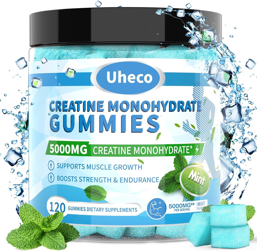 Aroma de menta Creatina Monohidrat Gummies 5000mg pentru barbati si femei,Contine L-Taurina + vitamina B12, Betaina, L-Citrulina pentru forta musculara, Imbunatatiti rezistenta la exercitii -115 Conte