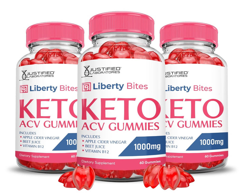 (3 Pack) Liberty Bites Keto ACV Gummies Advanced Formula 1000MG Libertybites Keto Gummies Apple Cidru Oţet Formulat cu rodie Beet Juice Powder B12 Vegan Non OMG 180 Gummys