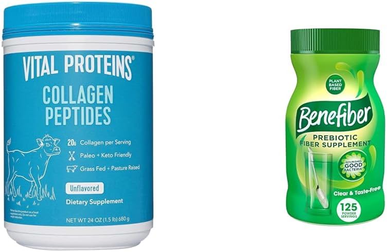 Proteine vitale Colagen Peptides (24 Oz) & Benefiber Prebiotic Fiber Supliment nearomat (17,6 Oz)