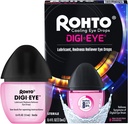 Rohto Digi-Eye Digital Eye Strain Picături Ochi, Cooling Eye Strain Relief De la Digital Eye Strain Simptomele, Lung Lasting, Soothing Eye Relief, Picături Ochi pentru roșu, Obosit 0.4 Fl OZ Sticla (Pachet de 2)