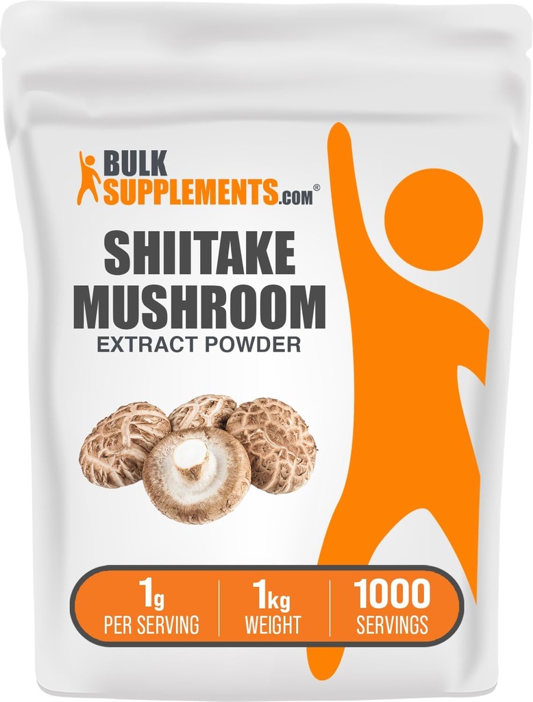 BulkSupplements.com Shiitake Extract pulbere - Shiitake Mushroom pulbere Supliment, Suport imunitar - Vegan & Gluten gratuit, 1g per Serving, 1kg (2,2 lbs) (Pachet de 1)