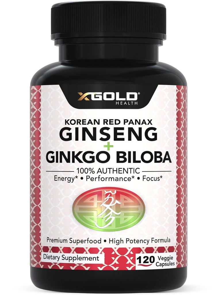 Autentic coreeană Red Panax Ginseng 1200mg + Ginkgo Biloba 160mg 