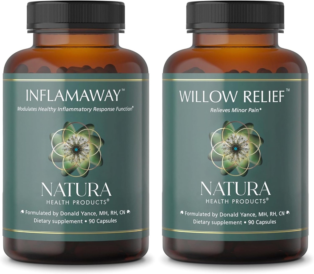 Natura produse de sănătate InflamAway și Willow Relief Bundle - Modula un răspuns inflamator sănătos - Îmbunătățește relaxarea musculară