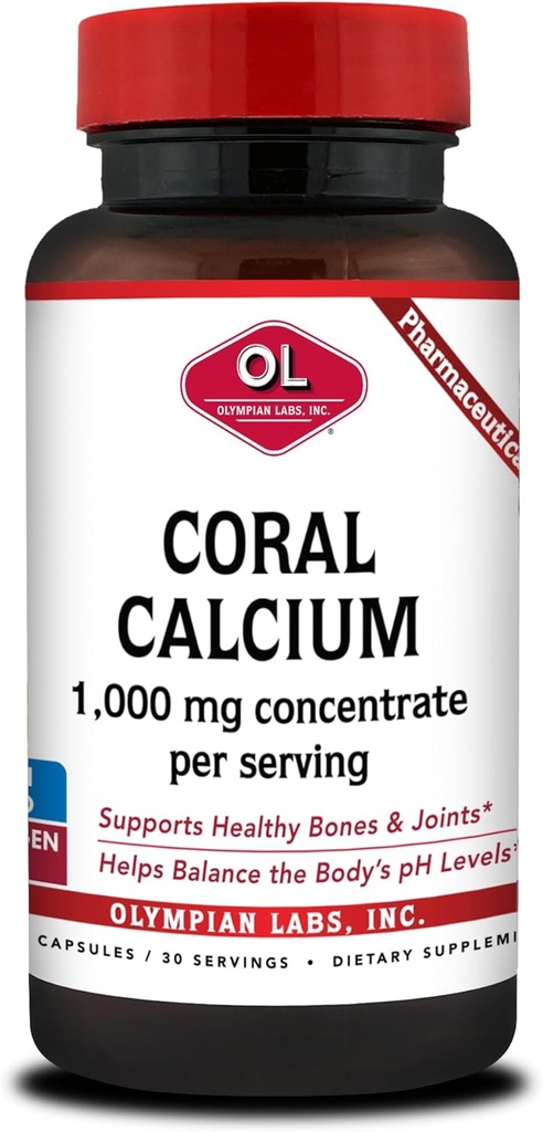 Olympian Labs Coral Calciu 1000 mg capsule concentrat, sprijinirea sanatoase oase si pH echilibru - 90 capsule