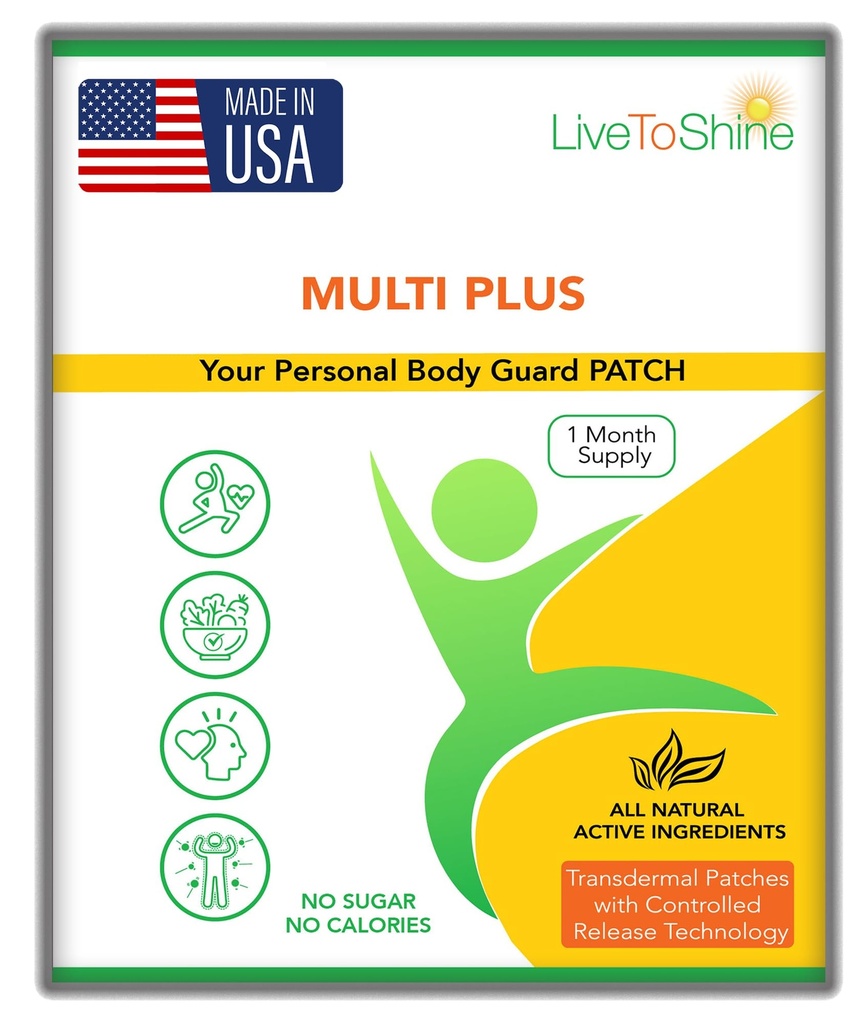 Live To Shine Multi Plus Patch Topical - Statele Unite ale Americii - 30 zile de aprovizionare pentru femei și bărbați din