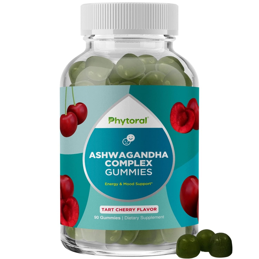 Calmant Ashwagandha Gummies pentru bărbați și femei - 750mg echivalent de 30:1 extract rădăcină cu zinc și vitamina D - Gume de stres Tasty Adaptogen pentru adulți pentru energie și suport de mood (90 Servings)