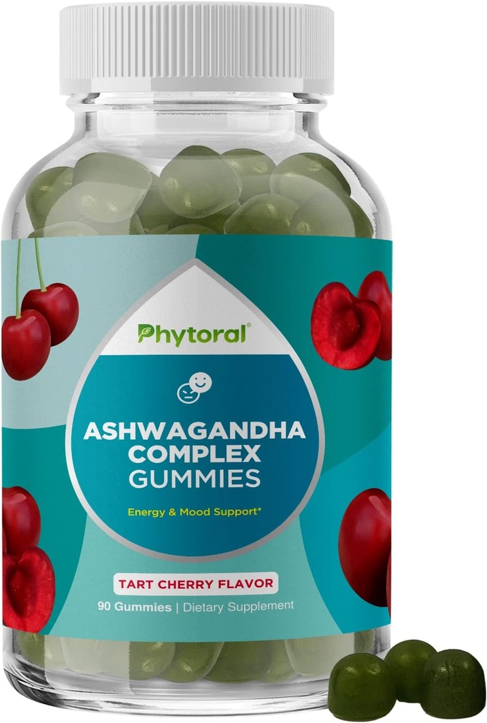 Calmant Ashwagandha Gummies pentru bărbați și femei - 750mg echivalent de 30:1 extract rădăcină cu zinc și vitamina D - Gume de stres Tasty Adaptogen pentru adulți pentru energie și suport de mood (90 Servings)