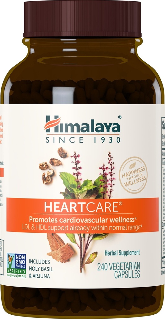 Himalaya HeartCare, Colesterol și suplimente de tensiune arterială pentru wellness cardiovascular și sănătate cardiacă, 720mg, 240 capsule, 2 luni de aprovizionare
