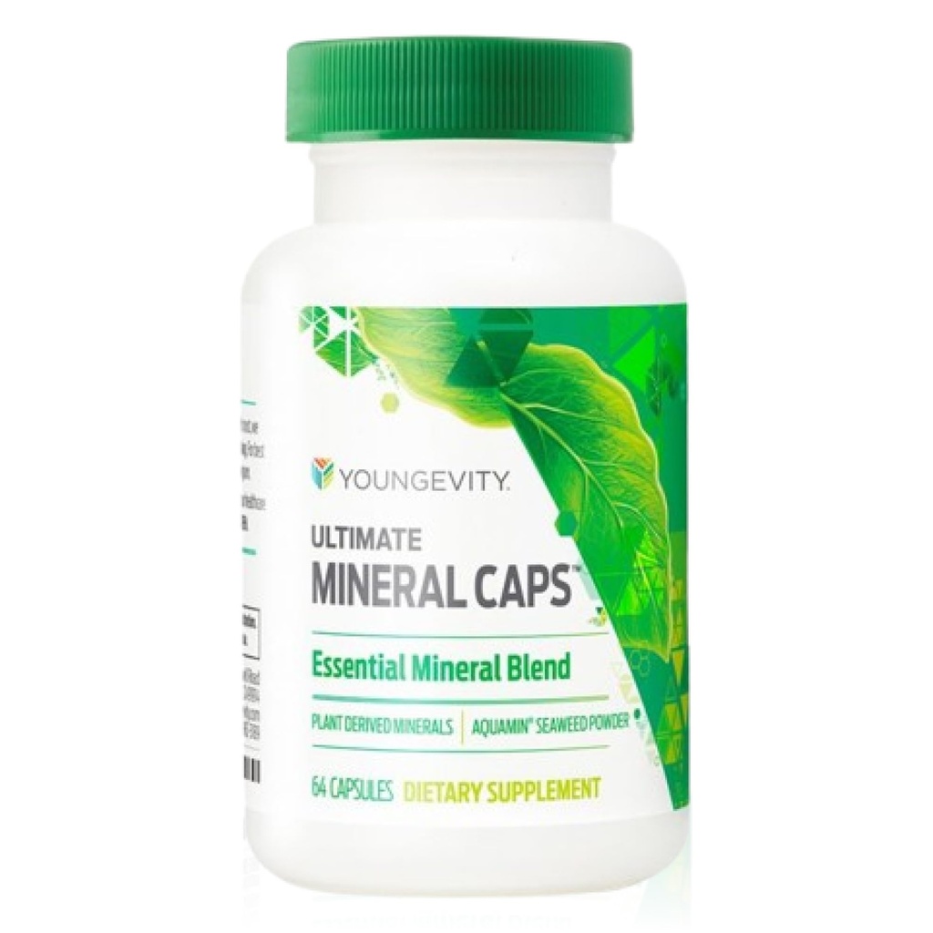 Youngevity Ultimate Mineral CapsTM - 70+ Essential Full Spectrum Trace Minerals - Nutrient-Dense, Derived from Humic & Aquamin Seaweed (64 Capsule) (Pachet de 4)