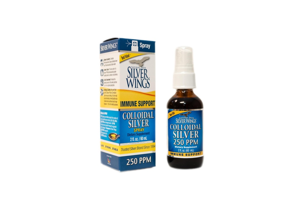 Natural Path Aripi de argint coloidal lichid de argint - îmbunătățit supliment de sprijin imunitar - 250ppm (1250mcg) - 2 oz Spray