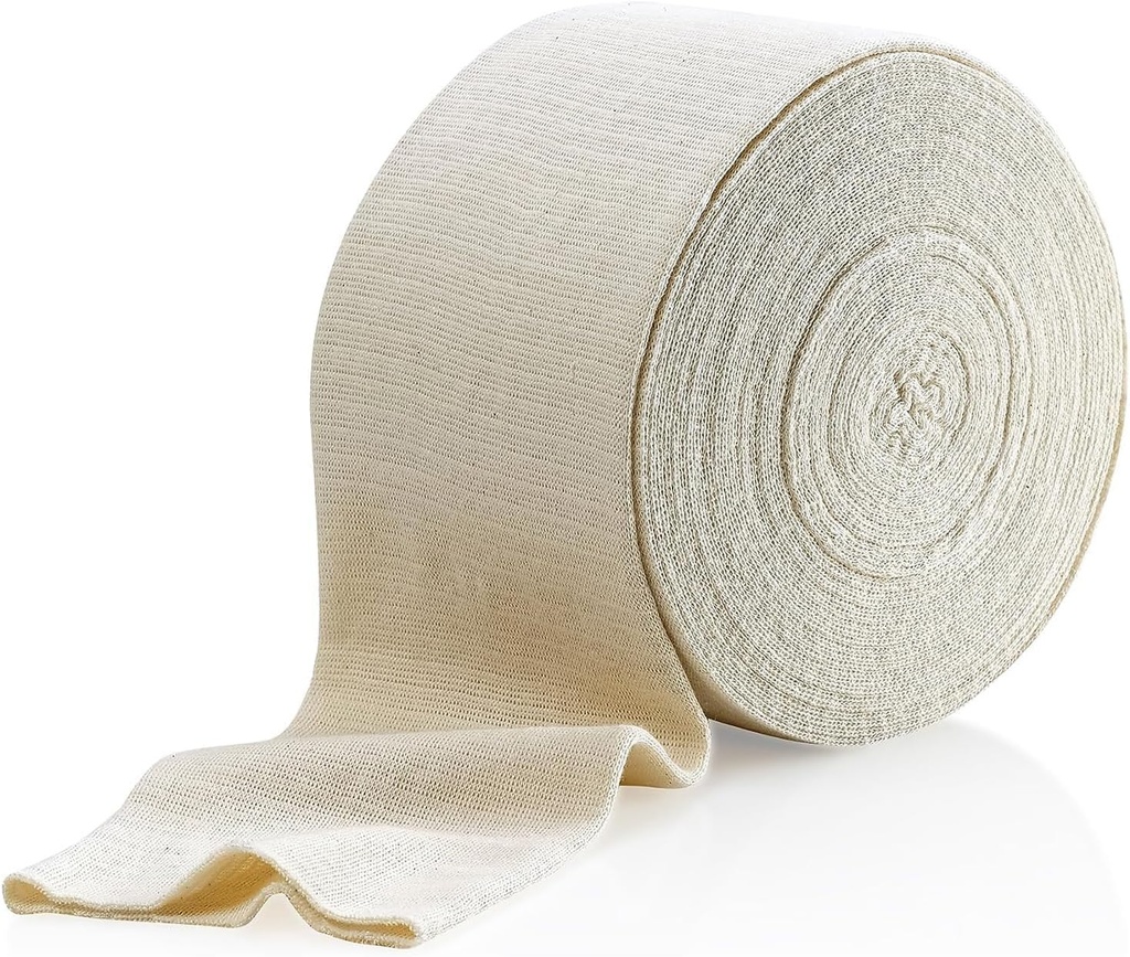 Suport elastic Tubular Bandaj dimensiunea F, 10M cutie - Culoare naturală (4" x 33 picioare) pentru Bandaj mare suport genunchi -Mediu la mare Thigh, bumbac Spandex