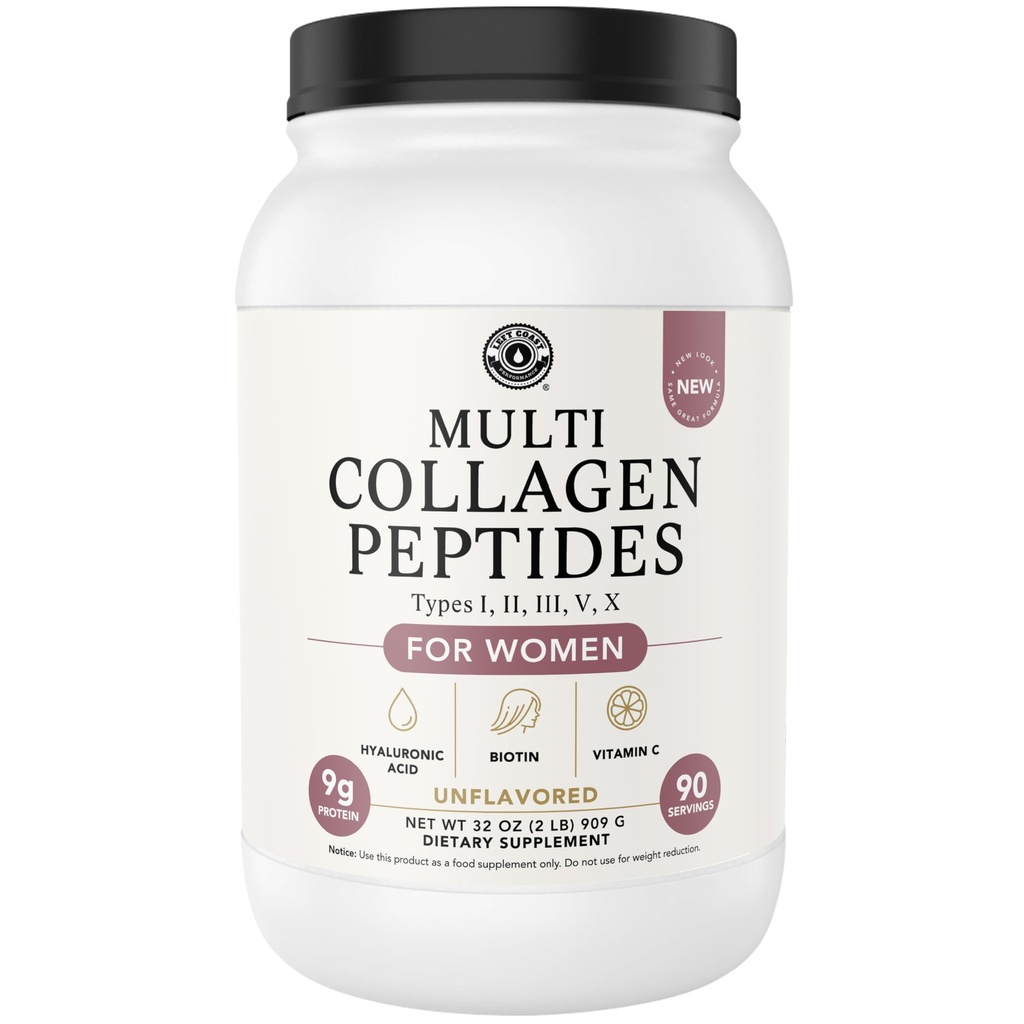 Pulbere multicolagen cu biotină, acid hialuronic, vitamina C (2lb valoare dimensiune)  Păr, piele, unghii pentru femei, bărbaţi
