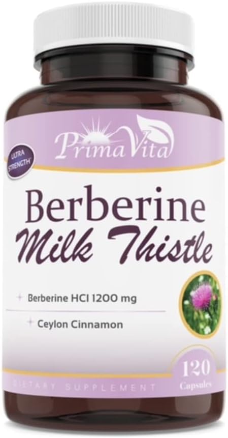 Berberine HCL 1200mg cu muls de lapte și scorțișoară Ceylon, Activator metabolic Ampk, Sistem imunitar sănătos și wellness gastro-intestinal, 40 Serviri, 120 Capsule Veggie