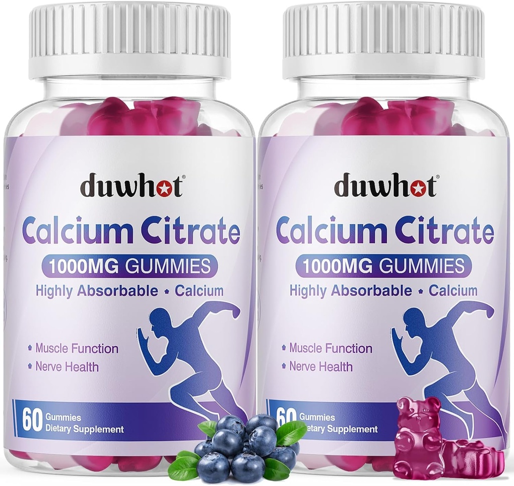 Citrat de calciu Gumies, Citrat de calciu masticabil 1000mg pentru os, Musculare si suport imunitar, Absorbtie finala Suplimente de calciu pentru femei si barbati, afine,120 Chews