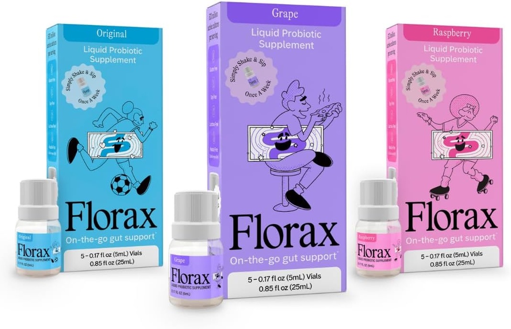 Florax - Liquid Probiotic - On-The-Go Gut Support for Women, Men, and Children - Flavor Bundle - 3 Boxes with 5 vials Each