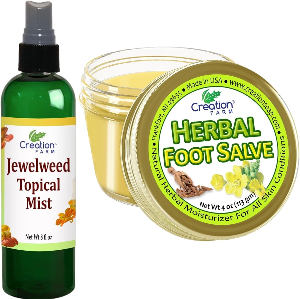 Jewelweed Topical Mist 8 Oz şi Herbal Foot Salve 4 Oz - Soluţii pentru mâncărime pentru a face mai uşor să se bucure de fiecare zi