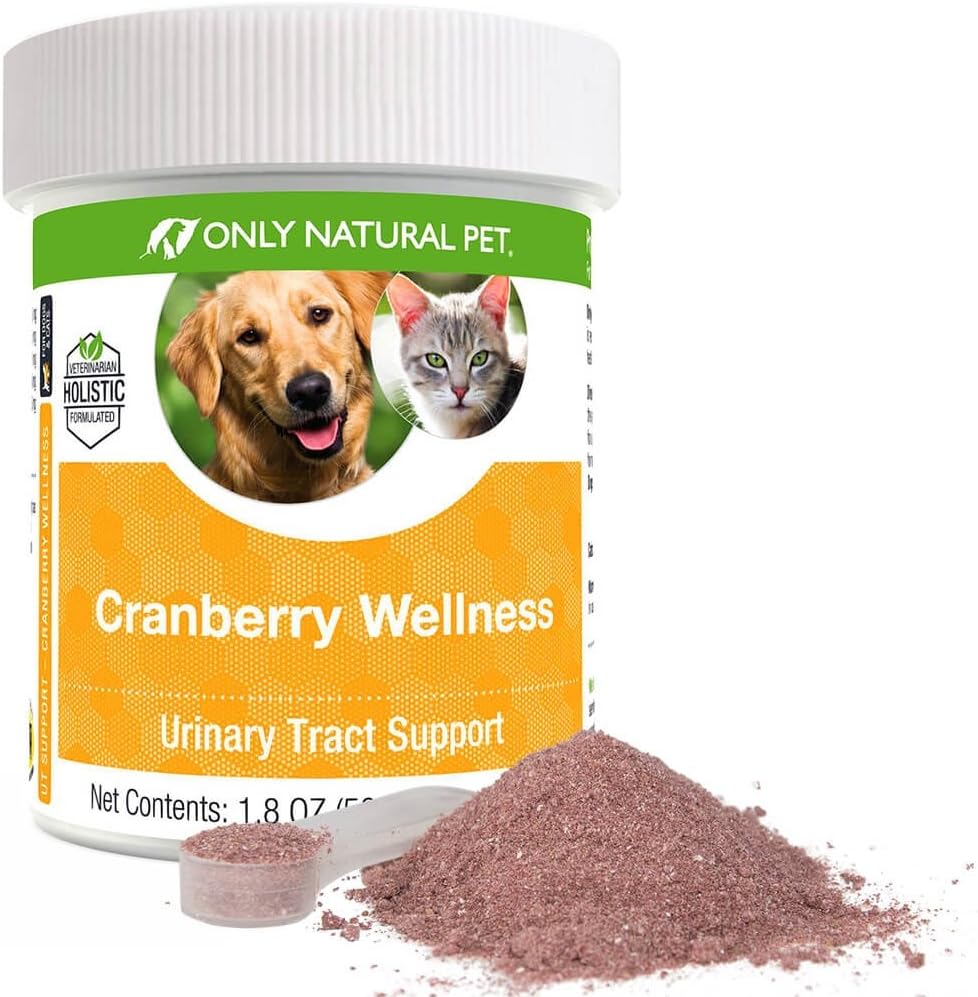 Doar Natural Pet Cranberry Wellness Antioxidant pulbere pentru câini și pisici - supliment nutritional Berry pulbere pentru tractul urinar Sănătate cu vitamina C - 110 Serviri