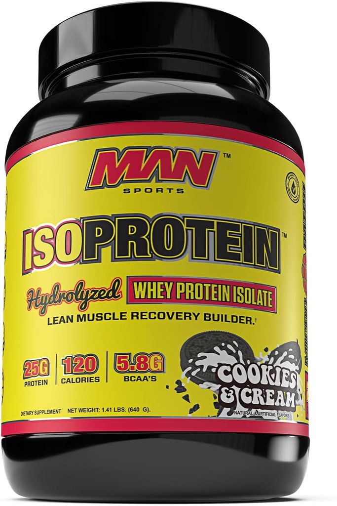 MAN Sport nou aroma ISO-Protein Hidrolized 100% pur Whey Proteine Izolate pulbere, cookie-uri și Cream, 1.42 Lire (20 zile de aprovizionare)