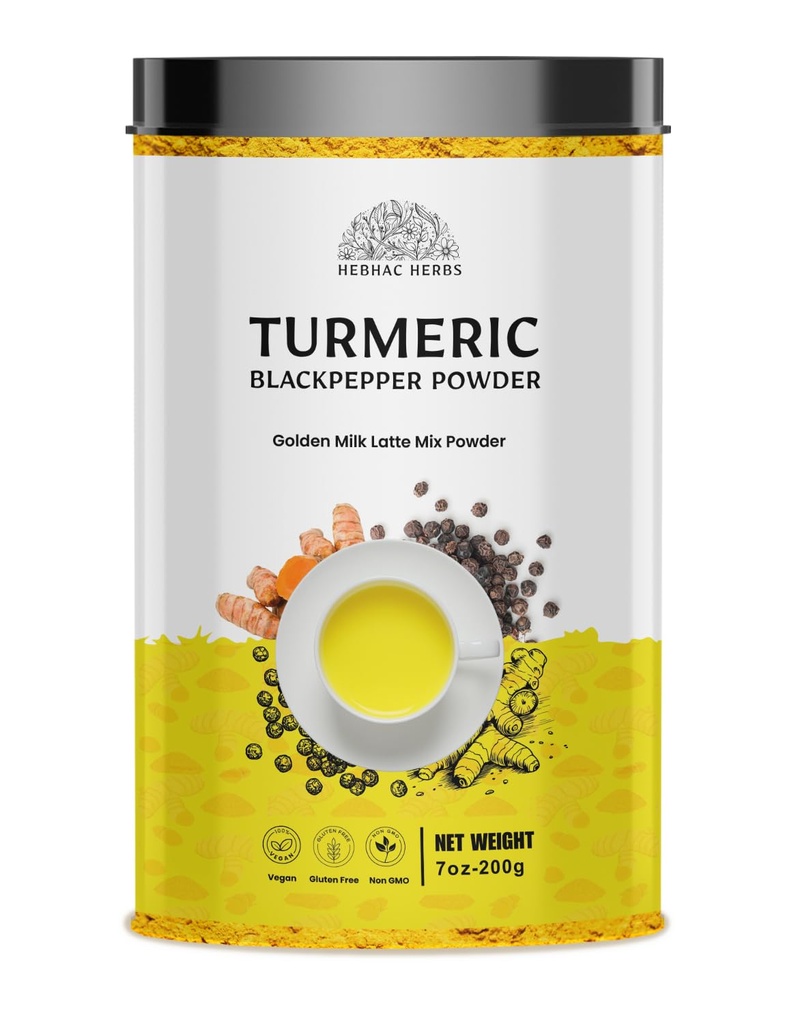 Curcumin Turmeric Pulbere cu Pepper negru - Latte cu Curcumina Turmeric, Pepper Negru - Lapte de Aur Amestec instant