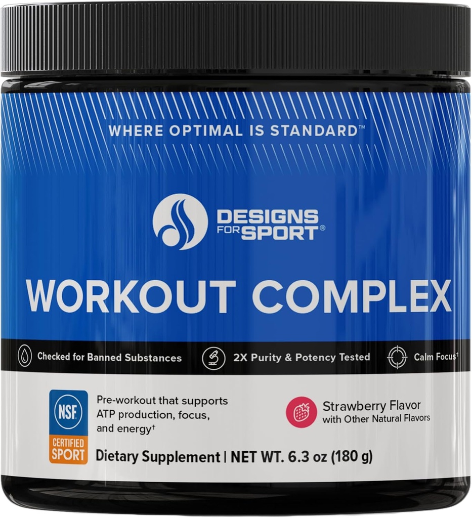Design-uri pentru Sport Workout Complex - NSF Certified for Sport Pre Workout Powder - L-tirozine, Acetil L-Carnitina, Creatine & Cofeina pentru a sprijini antrenament de recuperare, energie și focus (6,3 oz)