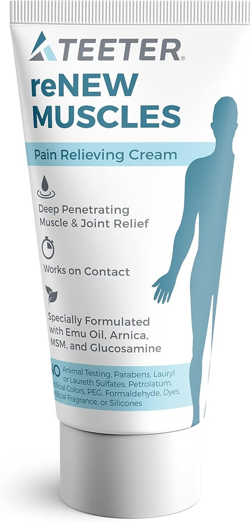 TEETER RENOU - Crema de dureri musculare si articulare cu ulei Emu, MSM, Arnica, Boswellia Serrata Glucosamină (2.5 oz)