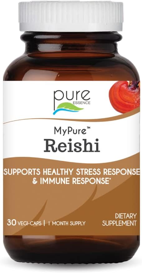 SURE ESENCE LABS MyPure Reishi Organic Ciuperci Supliment - 100% Real Mushroom Extract pentru suport imunitar, Stres Relief, Build Energy (30 capsule)