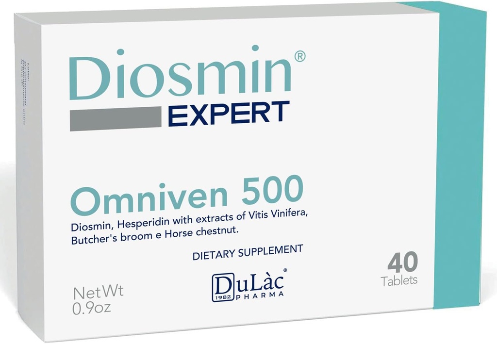 Dulàc - Omniven 500-40 Tablets Diosmin, Cal Chestnut Extract, Butchers Broom, Hesperidin. Supliment alimentar, Made in Italia